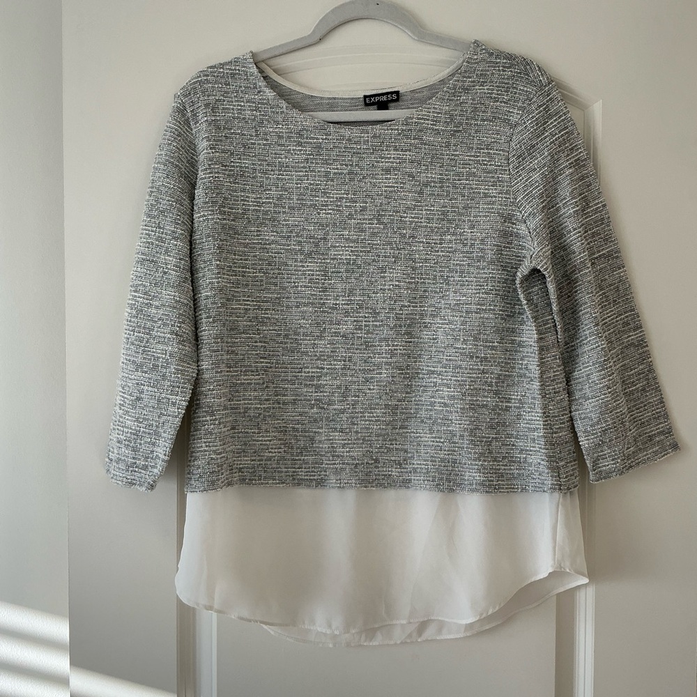 Express Gray/White Top - Picture 2 of 7
